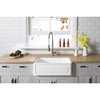 Gourmetier Solid Surface Stone Apron Front Farmhouse Sgl Bowl Kitchen Sink, White GKFA331810LD